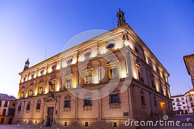 Ubeda, Spain. The Palacio de las Cadenas seen at dusk Editorial Stock Photo