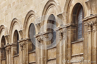 Ubeda Unesco heritage landmark. Casa Consistorial stone arches. Jaen Stock Photo