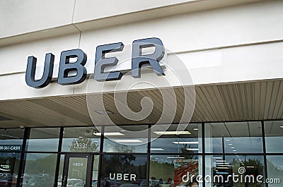 Uber Sign and Office Editorial Stock Photo