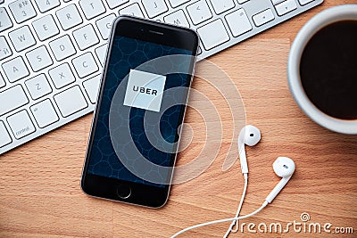 UBER is smartphone app-based transportation network Editorial Stock Photo