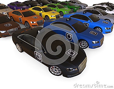 Uber taxi fleet Editorial Stock Photo