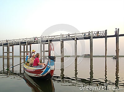 Ubien bridge at senset time Editorial Stock Photo