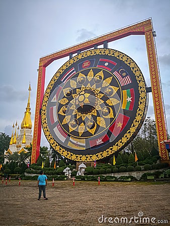 Gong big bell temple, at Ubon Ratchathani Editorial Stock Photo