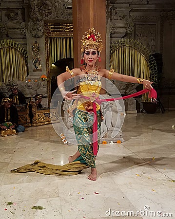 UBUD, BALI, INDONESIA - MAY 11, 2017: Balinese dancers perform the Ramayana Editorial Stock Photo