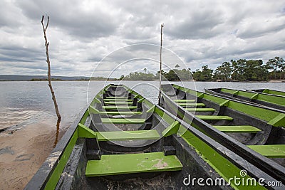 Ucaima port and boats on Carrao river, Venezuela Stock Photo