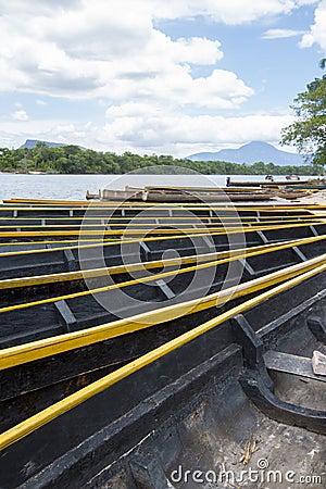 Ucaima port and boats on Carrao river, Venezuela Stock Photo
