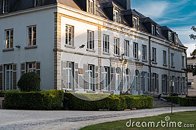 Uccle, Brussels Capital Region - Belgium - Facade of the Uccle art school Editorial Stock Photo