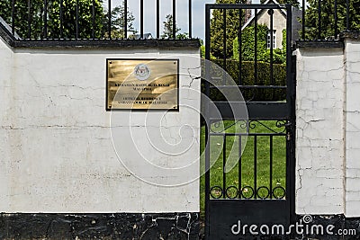 Uccle, Brussels Capital Region - Belgium - Facade and entrance gate of the embassy of Malaysia Editorial Stock Photo