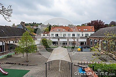 Uccle, Brussels Capital Region, Belgium - Playground of a local primary school Editorial Stock Photo