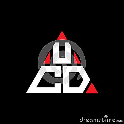UCD triangle letter logo design with triangle shape. UCD triangle logo design monogram. UCD triangle vector logo template with red Vector Illustration