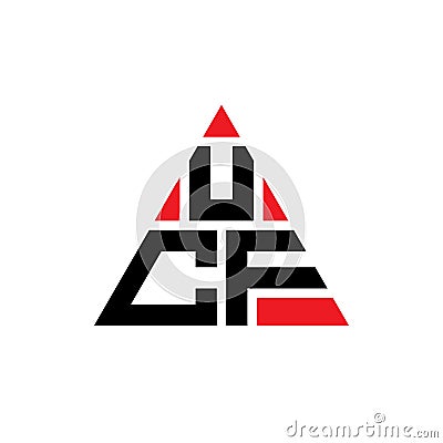 UCF triangle letter logo design with triangle shape. UCF triangle logo design monogram. UCF triangle vector logo template with red Vector Illustration