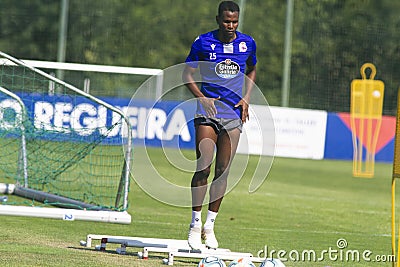 Uche Henry Agbo during the training of Deportivo de La CoruÃ±a Editorial Stock Photo