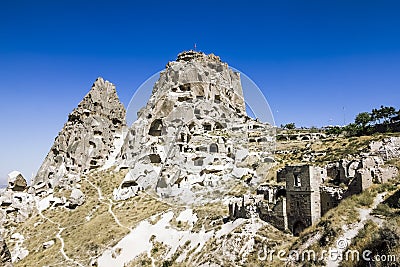 Uchisar Castle,cave, city, Capadocia,Turkey Stock Photo