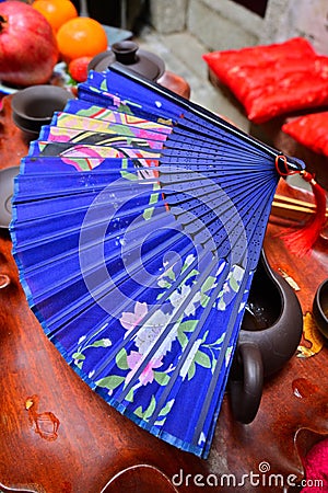 Uchiwa fixed hand fan ogi sensu Shan Asia Stock Photo