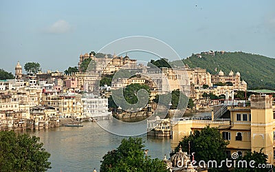 Udaipur / India - 08.11.2019:Citys of India - The old town of Jodhpur around the Jojari River, from a house roof Stock Photo