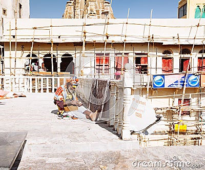 UDAIPUR, INDIA - JANUARY 12: Unidentified people near Jagdish te Editorial Stock Photo