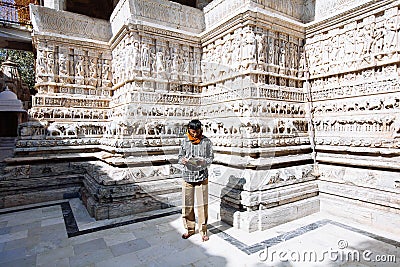 UDAIPUR, INDIA - JANUARY 12: Unidentified people near Jagdish te Editorial Stock Photo