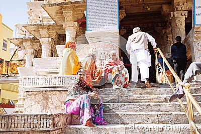 UDAIPUR, INDIA - JANUARY 12: Unidentified people near Jagdish te Editorial Stock Photo