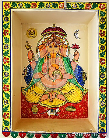 Mural of Ganesha or Ganapati, Vinayaka, and Pillaiyar Editorial Stock Photo