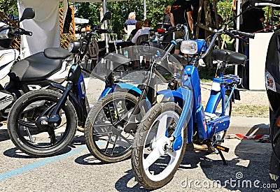 Three Piaggio Ciao, vintage italian moped manufactured from Sixties Editorial Stock Photo