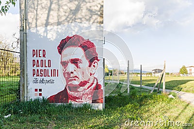 Pier Paolo Pasolini portrait in Udine Editorial Stock Photo