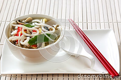 Udon Noodle Soup Stock Photo