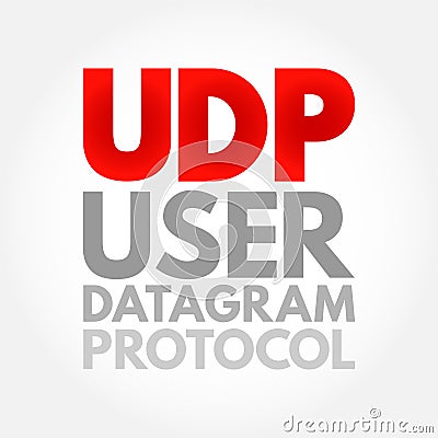 UDP - User Datagram Protocol is one of the core members of the Internet protocol suite, acronym text concept background Stock Photo