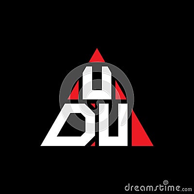 UDU triangle letter logo design with triangle shape. UDU triangle logo design monogram. UDU triangle vector logo template with red Vector Illustration