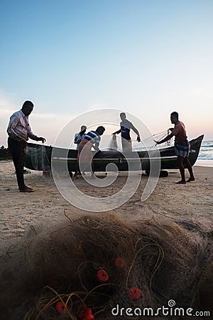 Udupi, Karnataka,India, 22 November 2020 - fishermen at beach Editorial Stock Photo