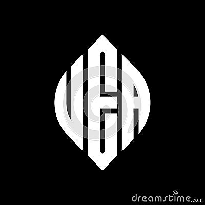 UEA circle letter logo design with circle and ellipse shape. UEA ellipse letters with typographic style. The three initials form a Vector Illustration