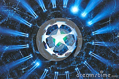 uefa champions league banner match between fc shakhtar donetsk vs fc bayern mÃ¼nchen round of first leg arena lviv lviv city Editorial Stock Photo