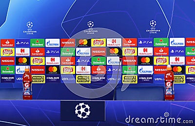 UEFA Champions League Shakhtar v Man City. Press-conference Editorial Stock Photo