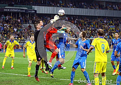 UEFA EURO 2016 Qualifying game Ukraine vs Slovakia Editorial Stock Photo