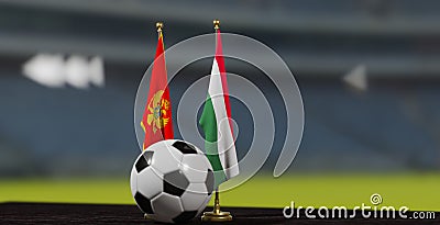 UEFA EURO 2024 Soccer Montenegro vs Hungary European Championship Qualification Montenegro and Hungary with soccer ball. 3d work. Stock Photo