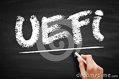 UEFI Unified Extensible Firmware Interface - publicly available specification that defines a software interface between an Stock Photo