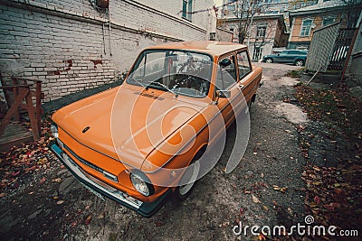 Ufa, Russia, May 30, 2018: Retro Soviet mini car - Zaporozhets ZAZ 968. Editorial Stock Photo