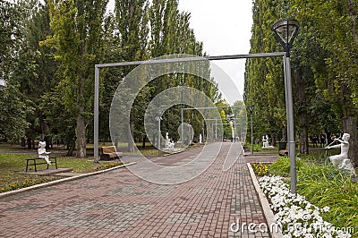 Ufa, Russia,st. Lenina, Park of Culture and Leisure named after Ivan Yakutov. March 20, 2022. Monument Girl with a book Editorial Stock Photo