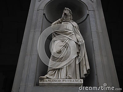 Uffizi florence outdoor statue famous francesco petrarca Editorial Stock Photo