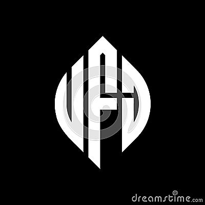 UFJ circle letter logo design with circle and ellipse shape. UFJ ellipse letters with typographic style. The three initials form a Vector Illustration
