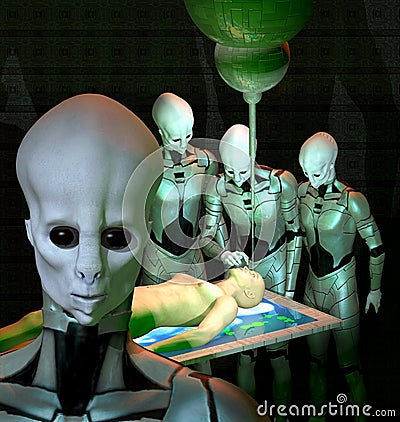 Ufo alien abduction Stock Photo