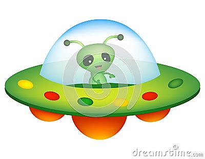 UFO and alien Vector Illustration