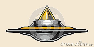 UFO Aliens vintage emblem colorful Vector Illustration