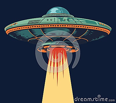 UFO apparatus colorful detailed logotype Vector Illustration