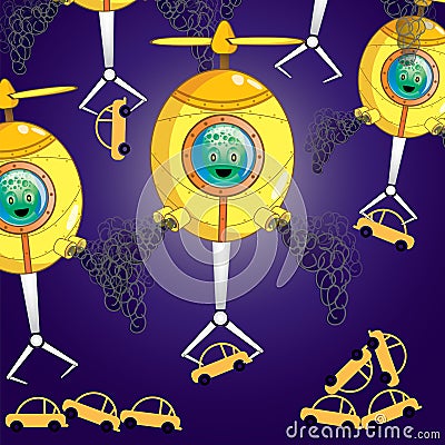 UFO Attack.It`s getting the car up in the sky. Stock Photo