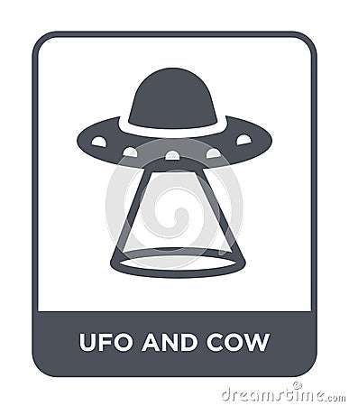 ufo and cow icon in trendy design style. ufo and cow icon isolated on white background. ufo and cow vector icon simple and modern Vector Illustration