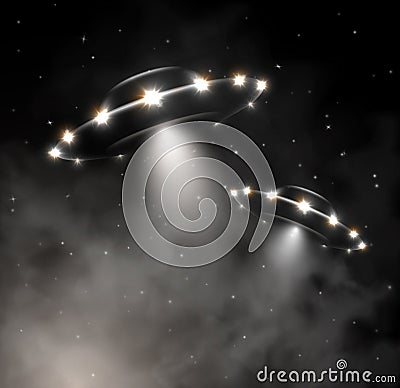 UFO in fog Vector Illustration