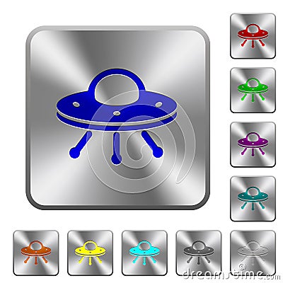 UFO rounded square steel buttons Stock Photo