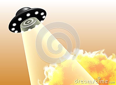 UFO fire light sucking wave isolated Stock Photo