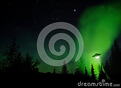 UFO Landing Stock Photo