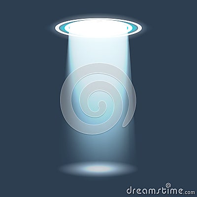 UFO light vector. Alien sky beams. Ufo spaceship with beam, saucer ufo flying illustration Vector Illustration